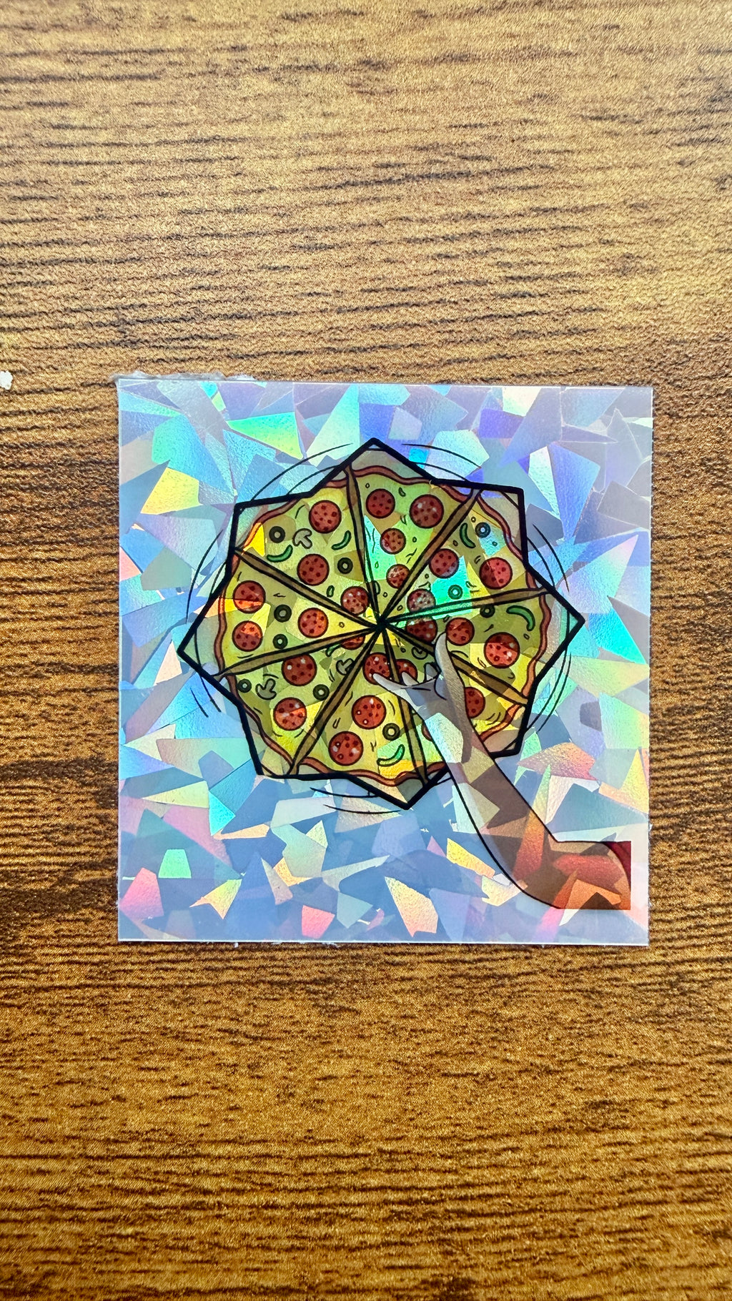 Pizza Toss Shattered Glass Holo Sticker